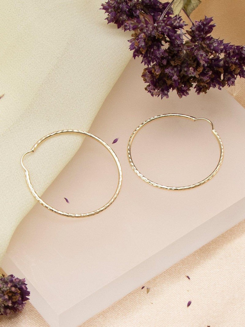 IBB 9ct gold textured slim hoop earrings - British product