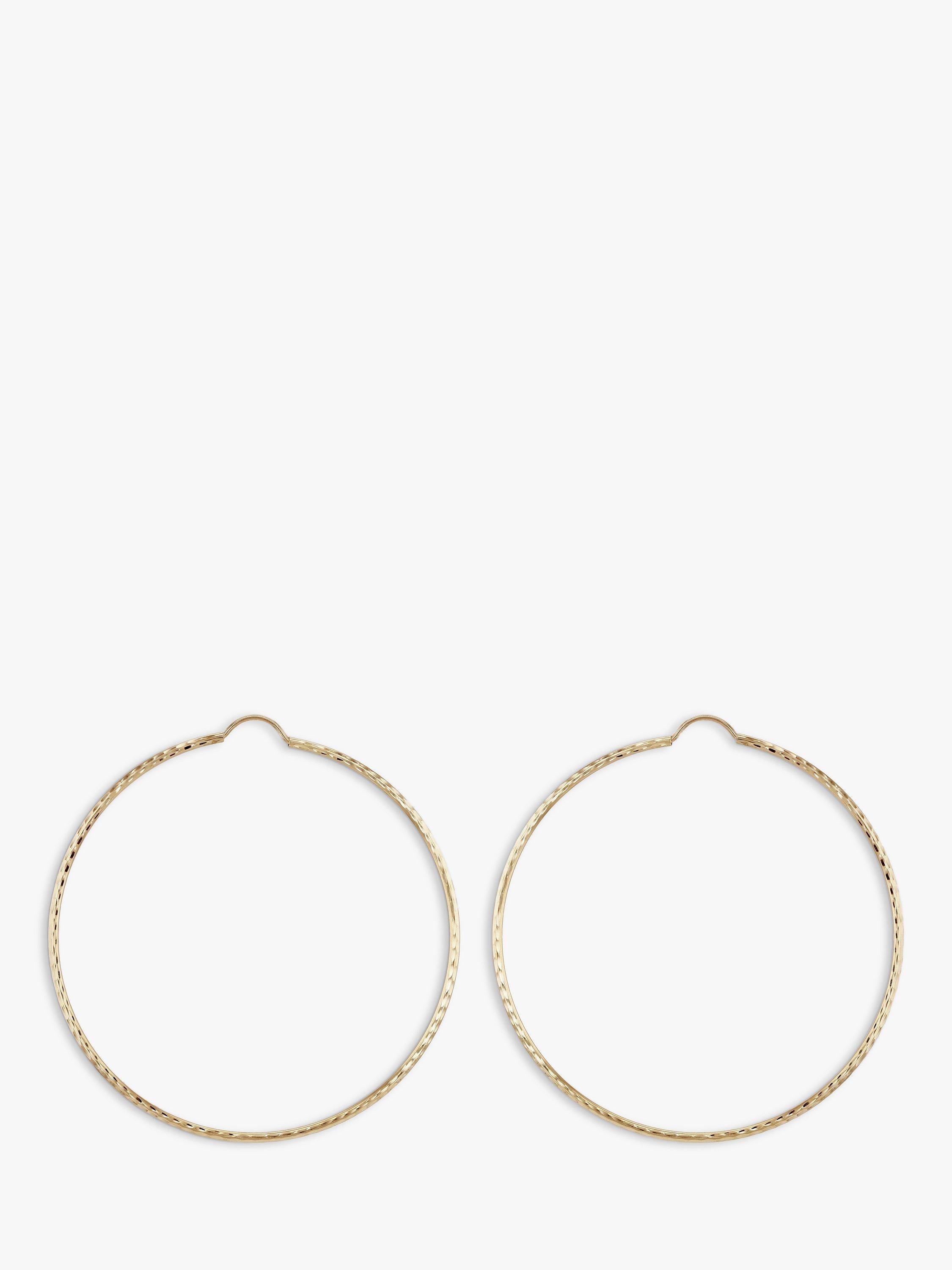 IBB 9 Karat Gold strukturierte schlanke Hoop-Ohrringe - Britisches Produkt