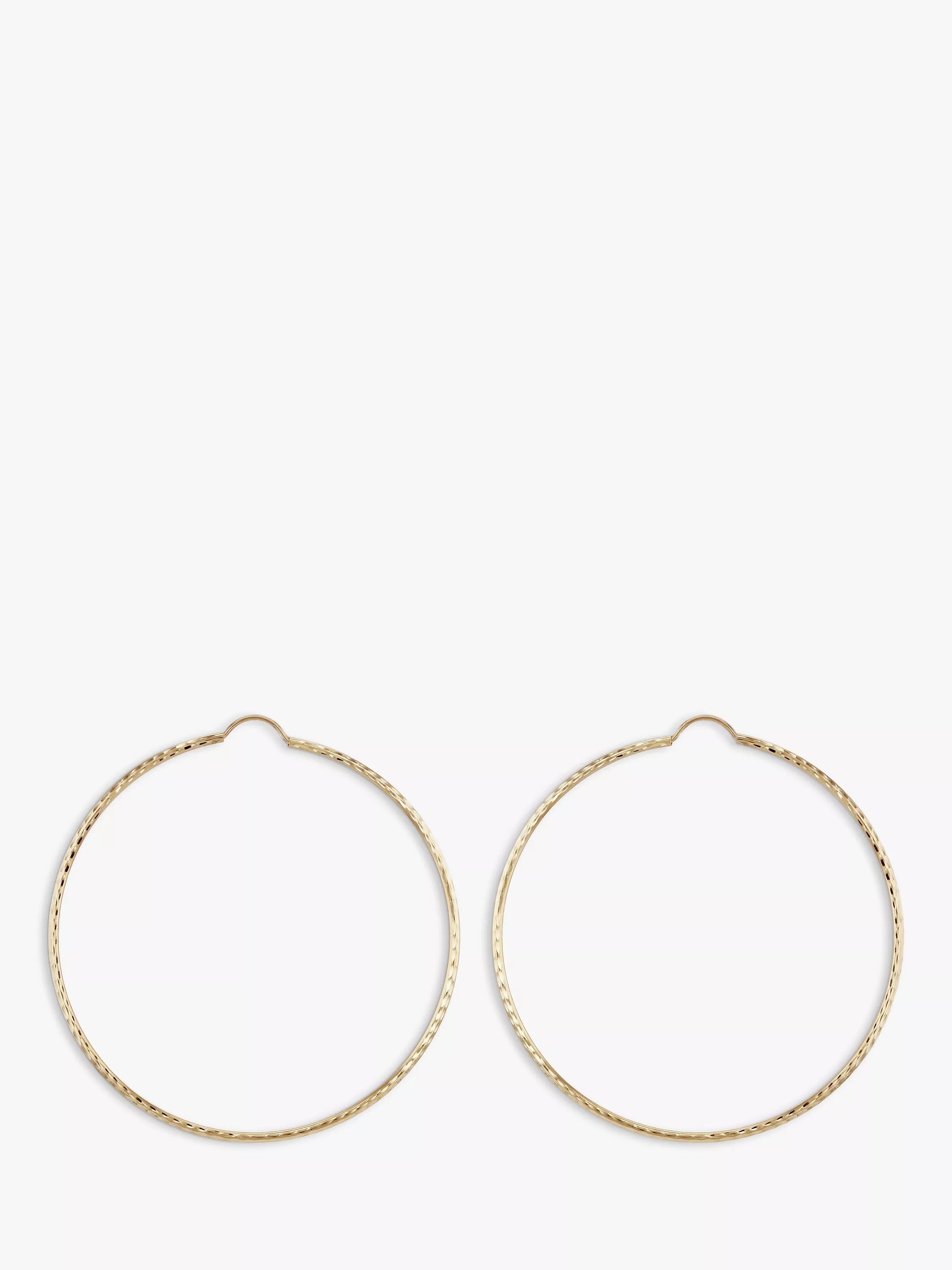 IBB 9ct gold textured slim hoop earrings - British product