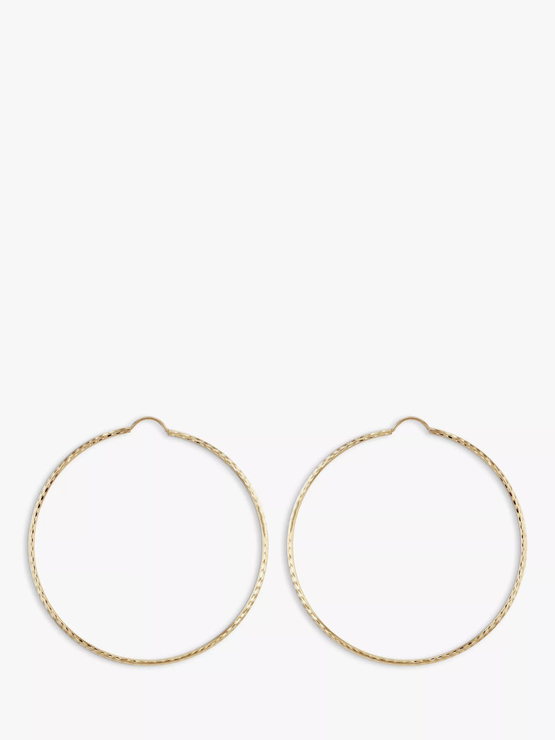 IBB 9ct gold textured slim hoop earrings - British product