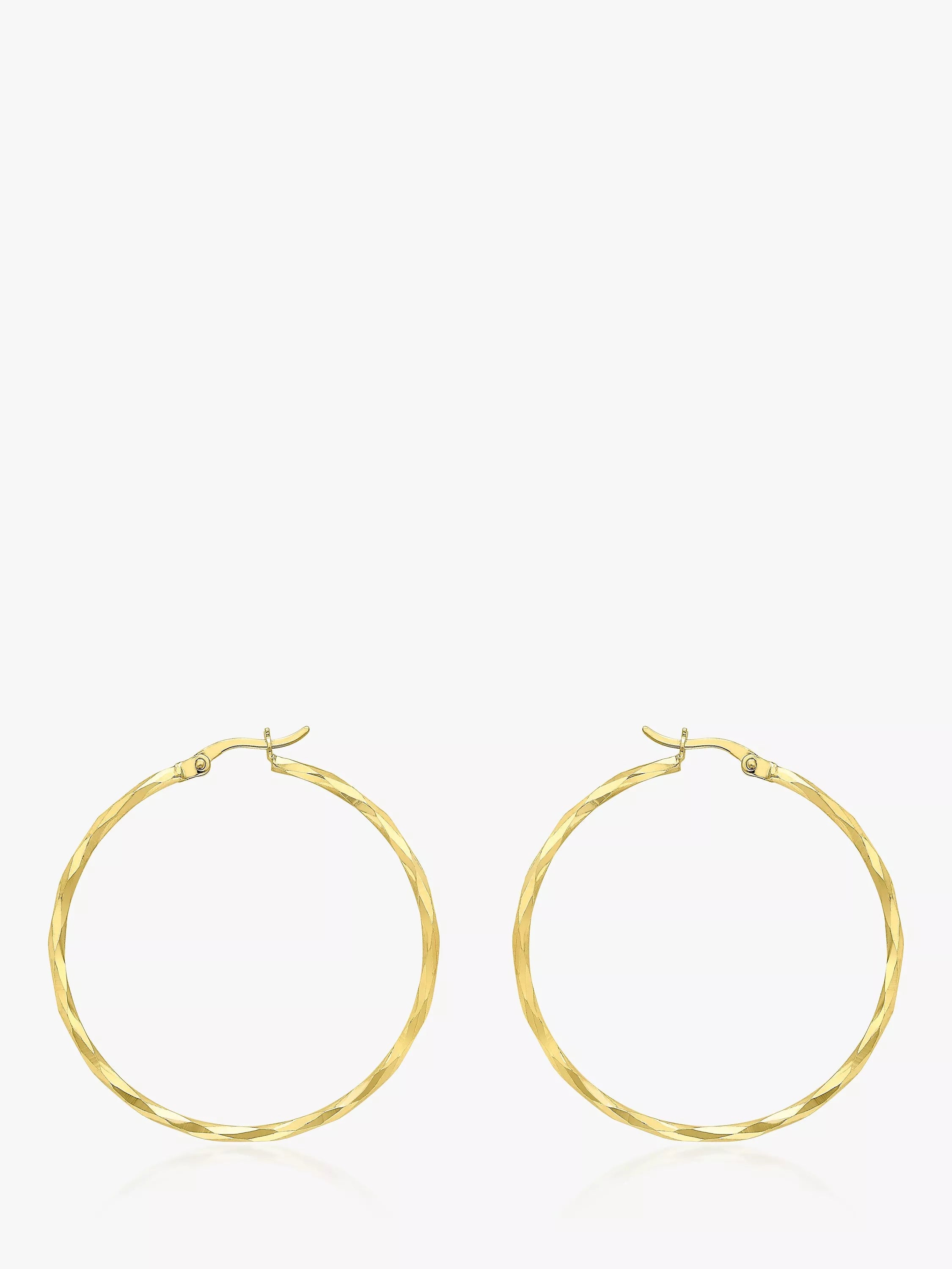 IBB 9ct gold faceted medium hoop earrings, UK version