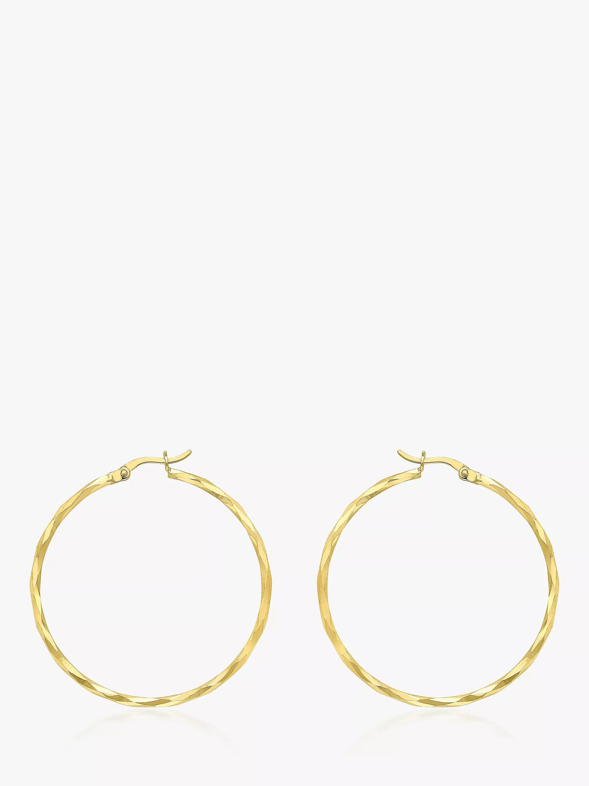 IBB 9ct gold faceted medium hoop earrings, UK version