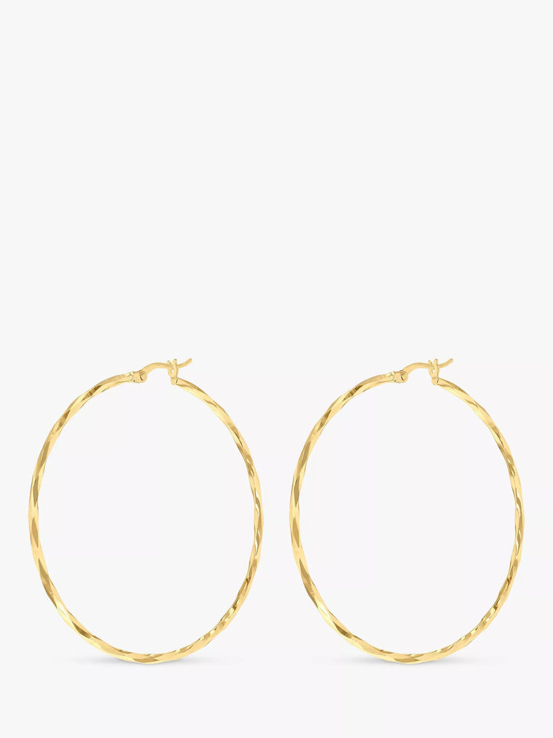 IBB 9ct gold faceted medium hoop earrings, UK version
