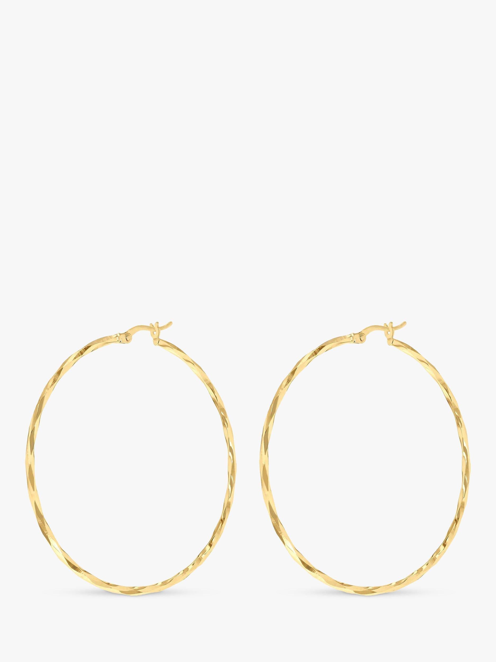 IBB 9ct gold faceted medium hoop earrings, UK version