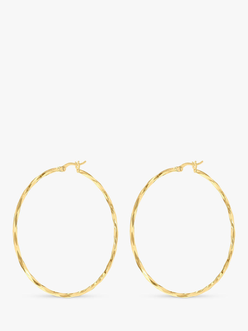 IBB 9ct gold faceted medium hoop earrings, UK version