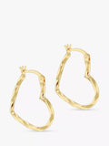 IBB 9ct gold heart hoop earrings, UK version