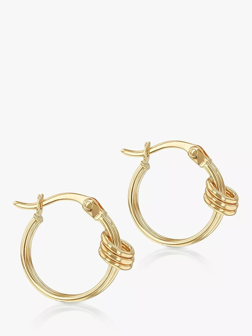 IBB 9ct gold double love knot hoop earrings, UK version
