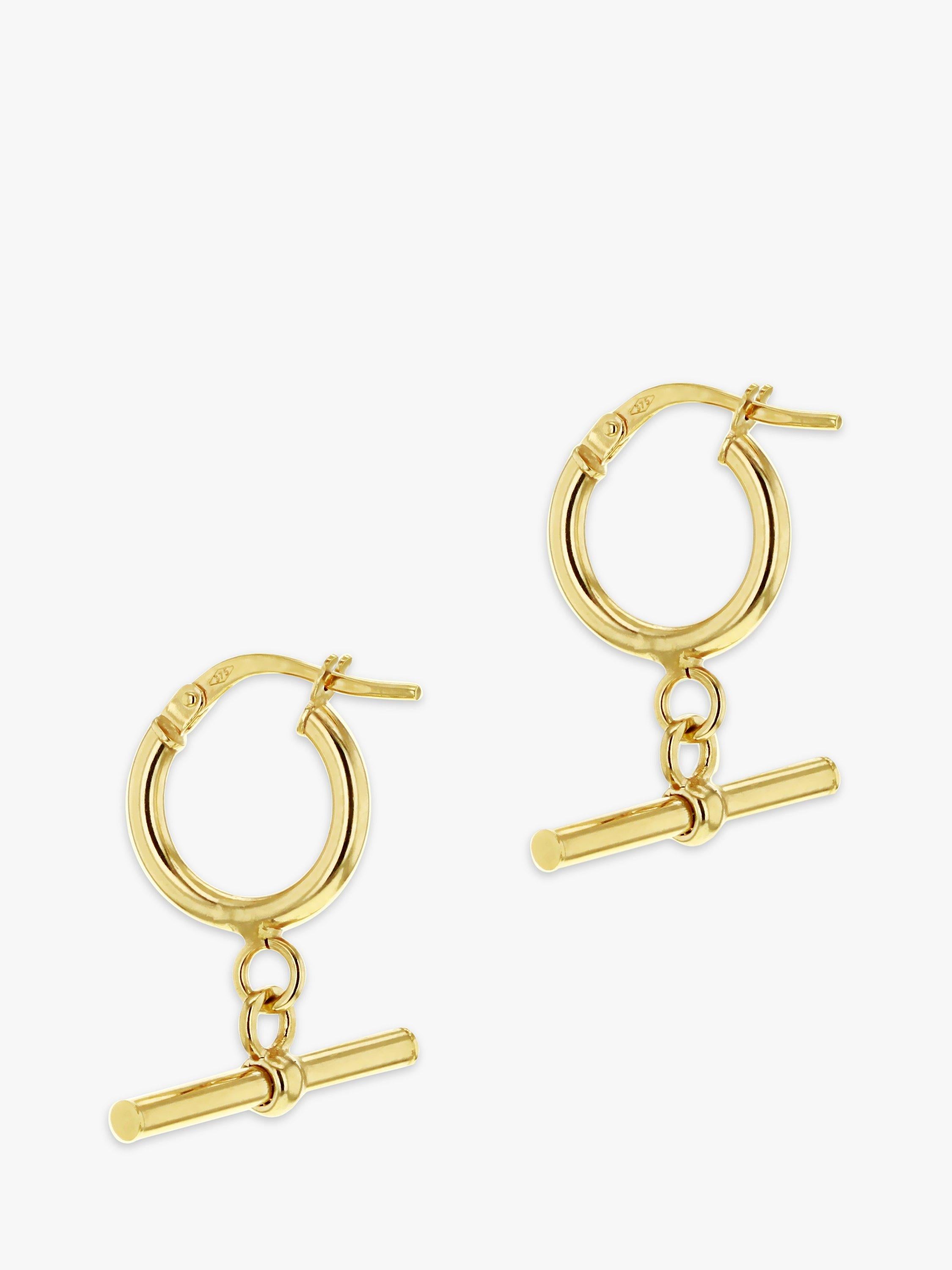 IBB 9 Karat Gold Creole T-Bar Creolen 2,35 cm, importiert aus Großbritannien