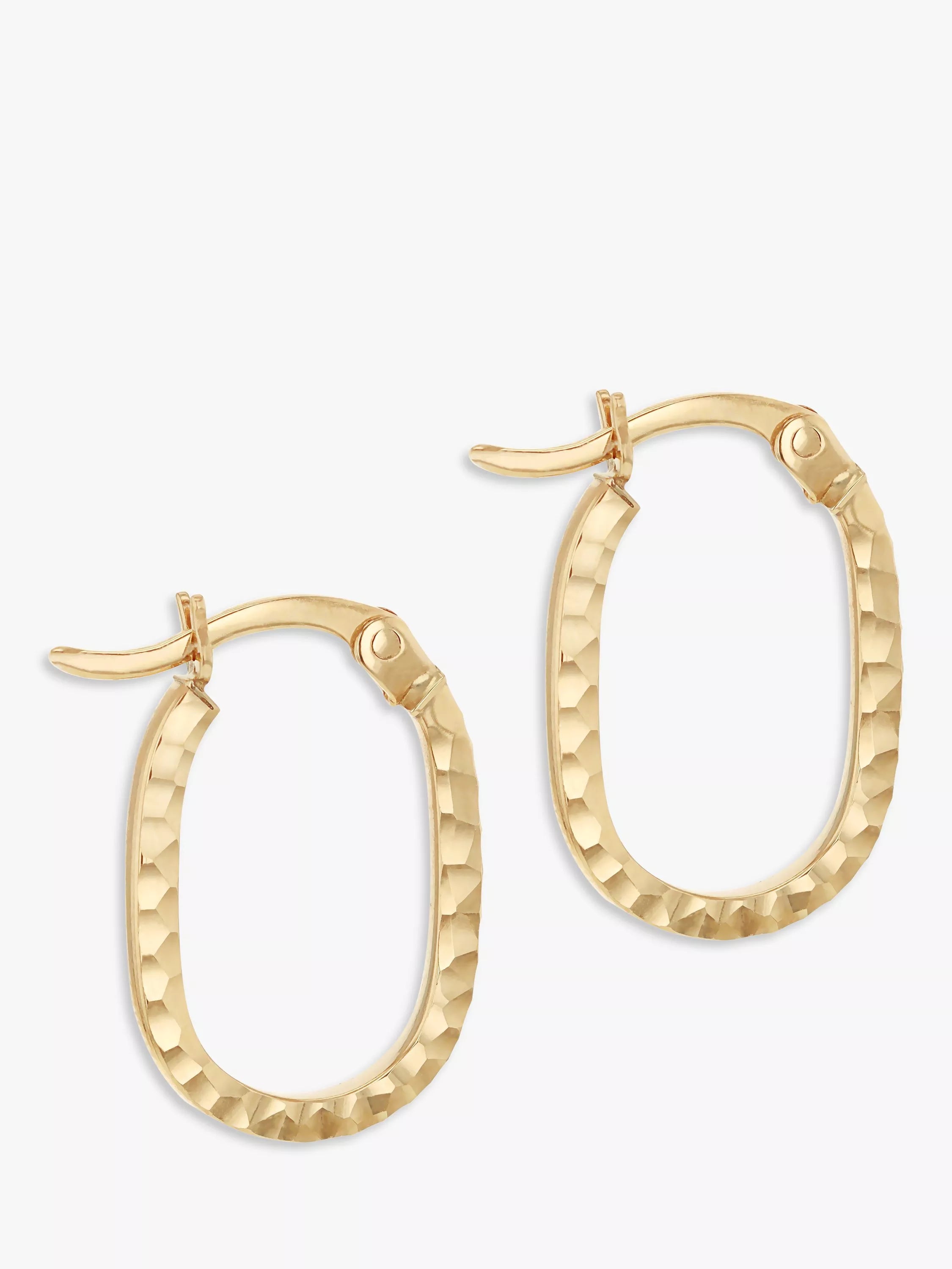 IBB 9ct gold faceted oval hoop earrings (British brand)