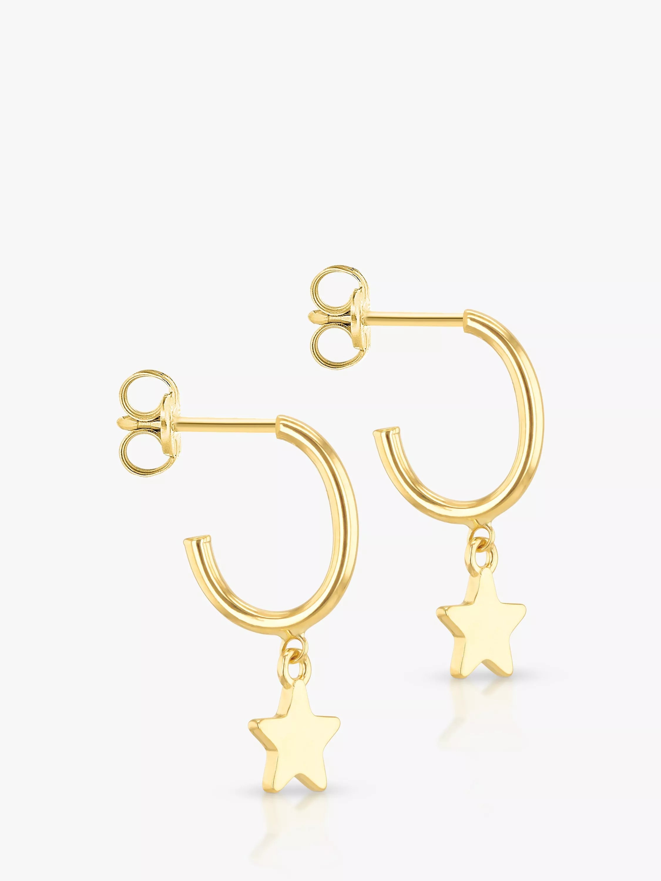 IBB 9ct gold star hoop earrings, UK version