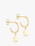 IBB 9ct gold star hoop earrings, UK version