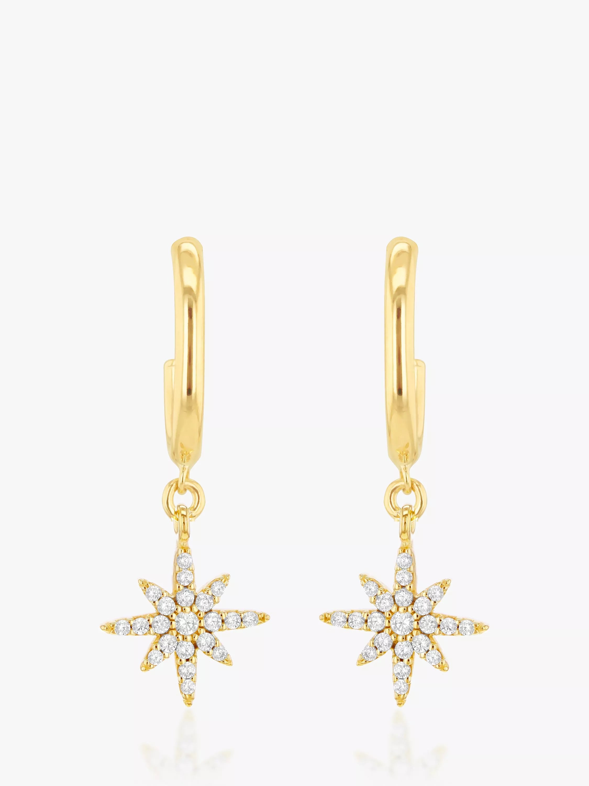 IBB 9ct gold North Star drop hoop earrings (British brand)