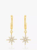 IBB 9ct gold North Star drop hoop earrings (British brand)