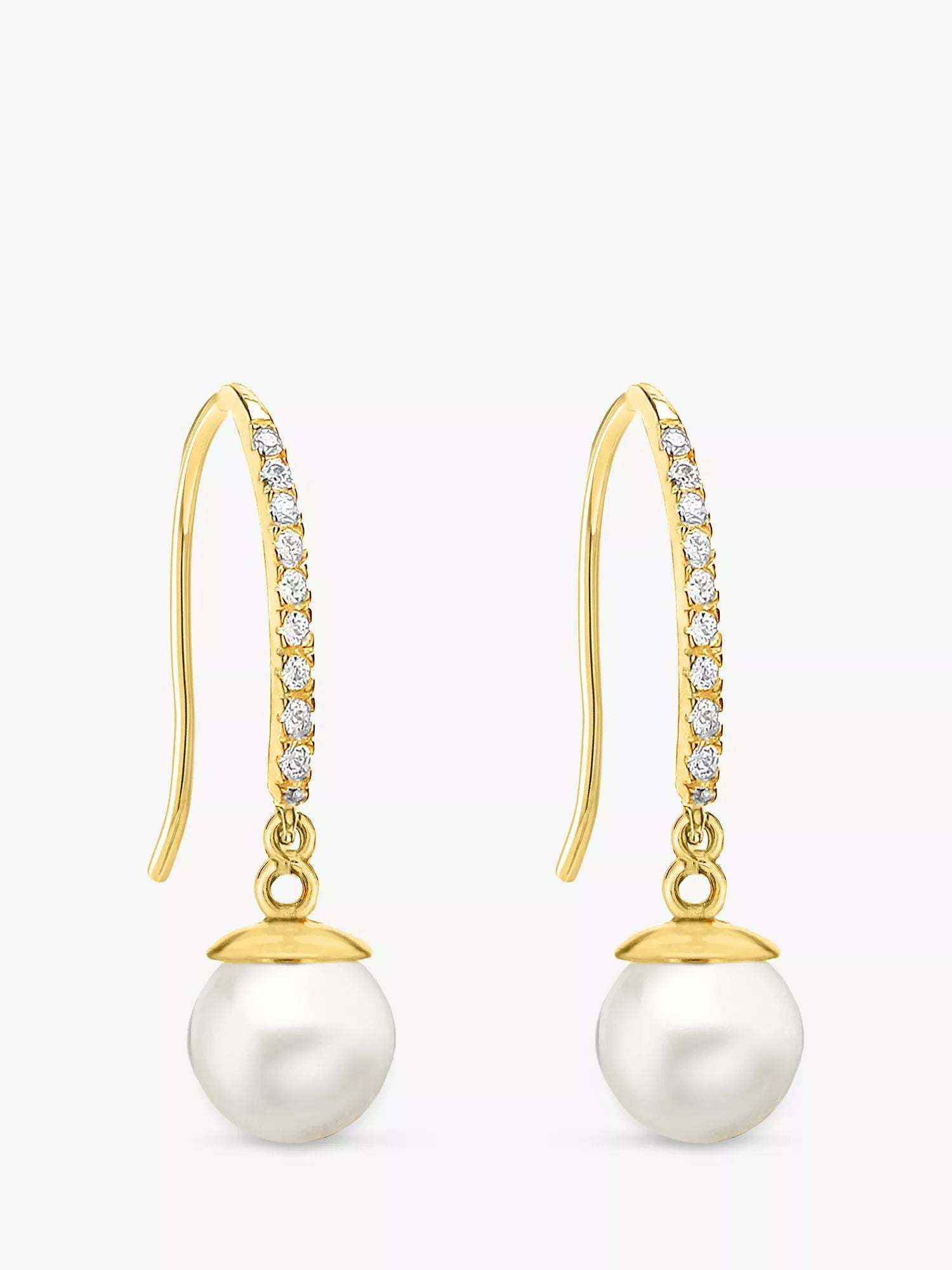 IBB 9ct solid gold pearl drop earrings, UK version