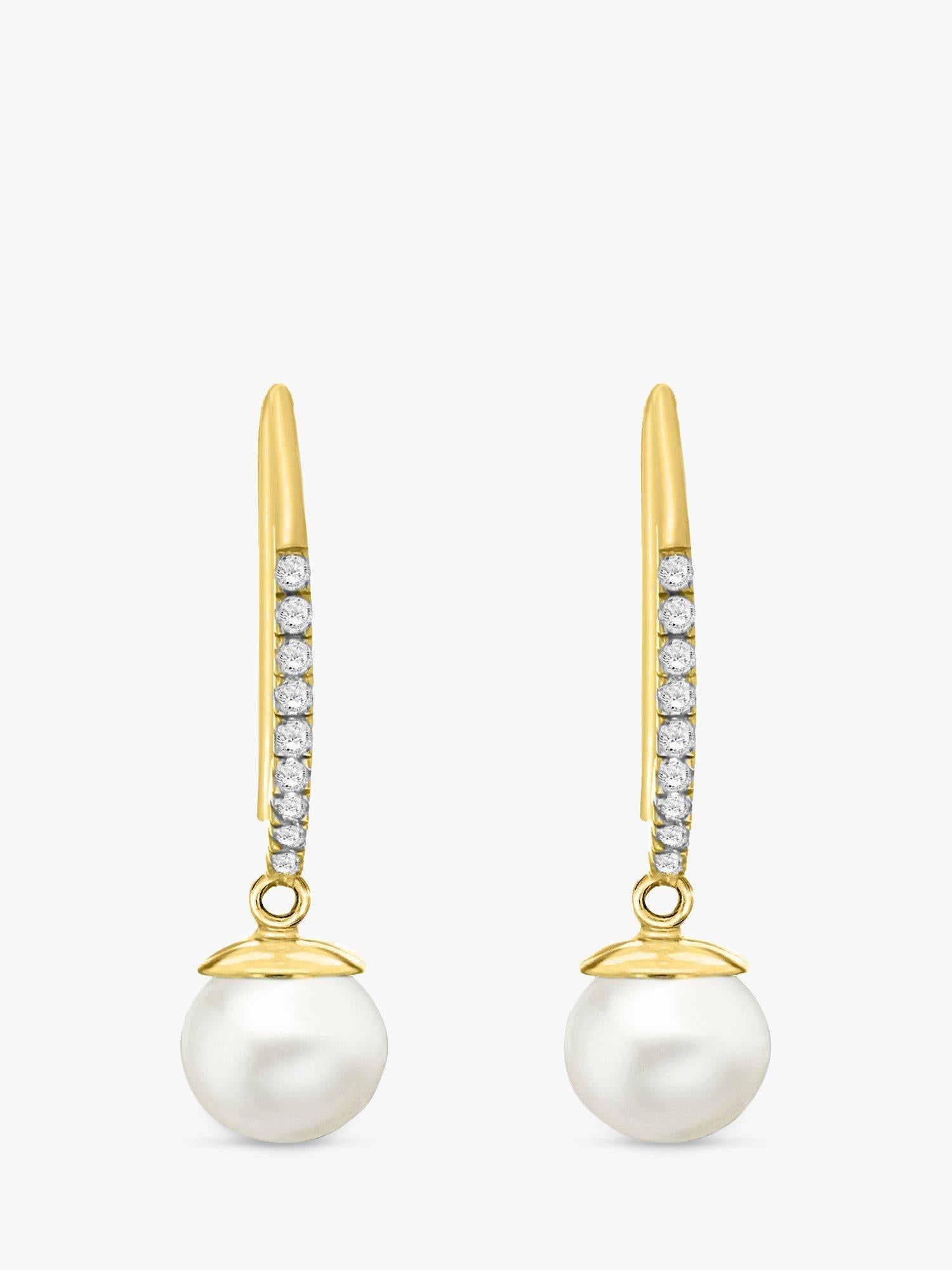 IBB 9ct solid gold pearl drop earrings, UK version