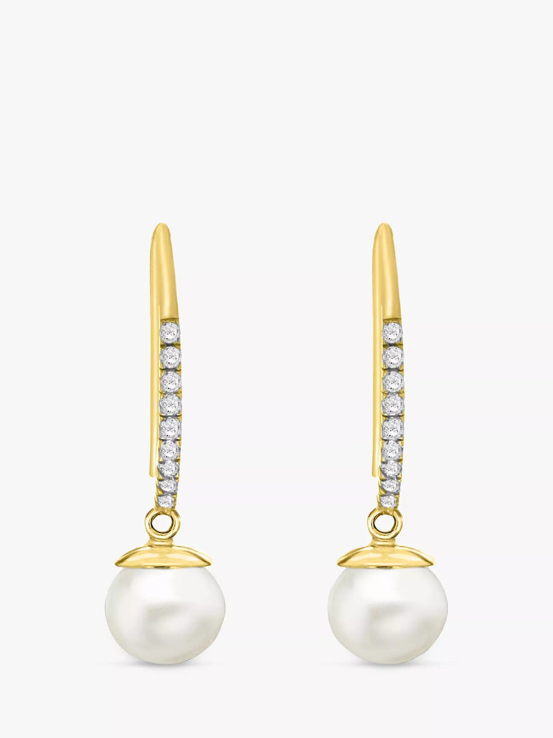 IBB 9ct solid gold pearl drop earrings, UK version