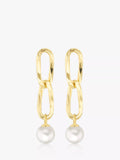 IBB 9ct yellow gold freshwater pearl drop earrings (British brand)