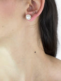 IBB 9ct gold freshwater pearl and cubic zirconia stud earrings, UK version