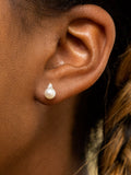IBB 9ct Gold Pearl and Cubic Zirconia Stud Earrings - British product