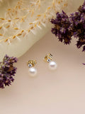 IBB 9ct Gold Pearl and Cubic Zirconia Stud Earrings - British product