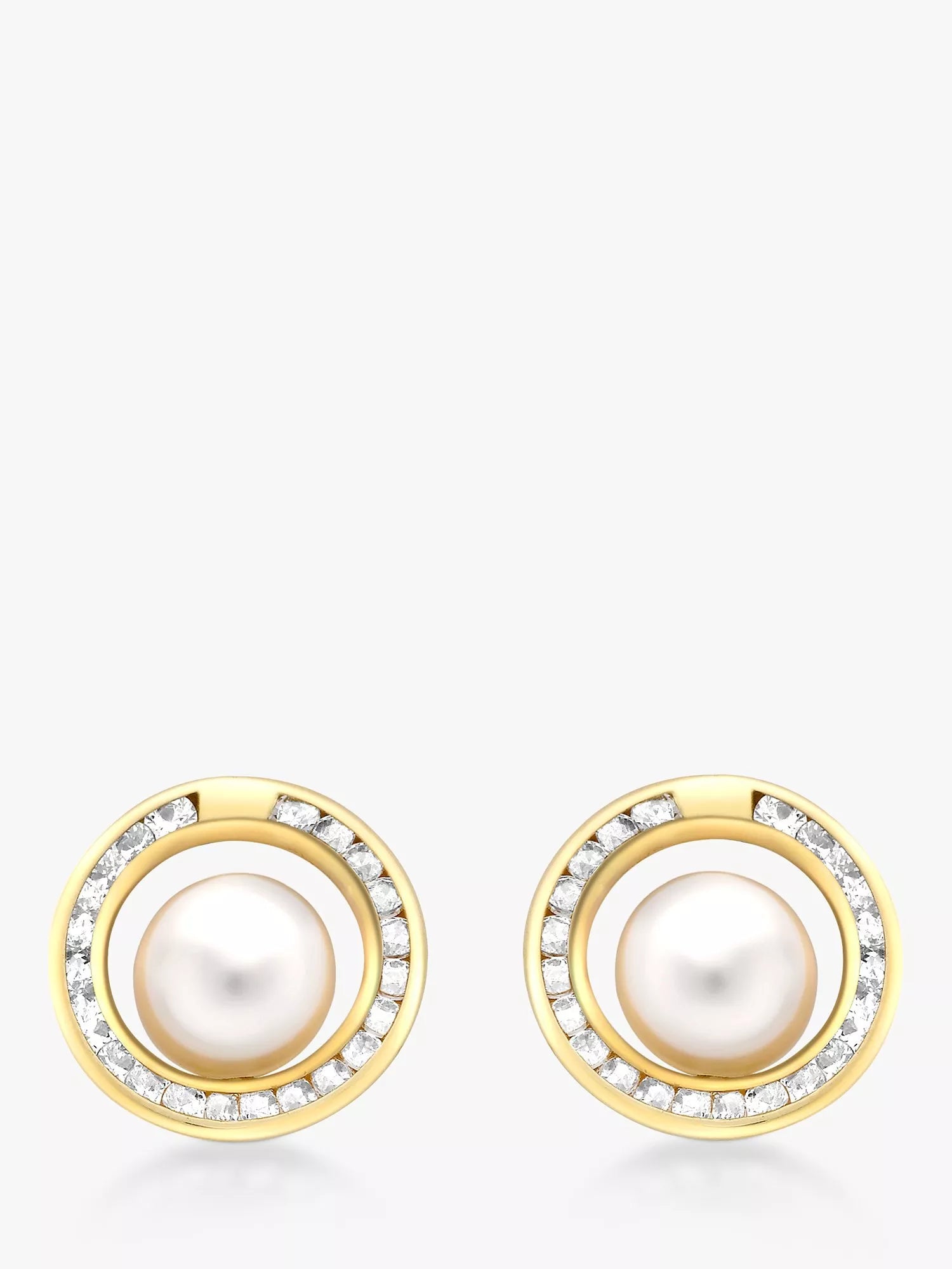 IBB 9ct gold pearl cubic zirconia stud earrings, imported from the UK