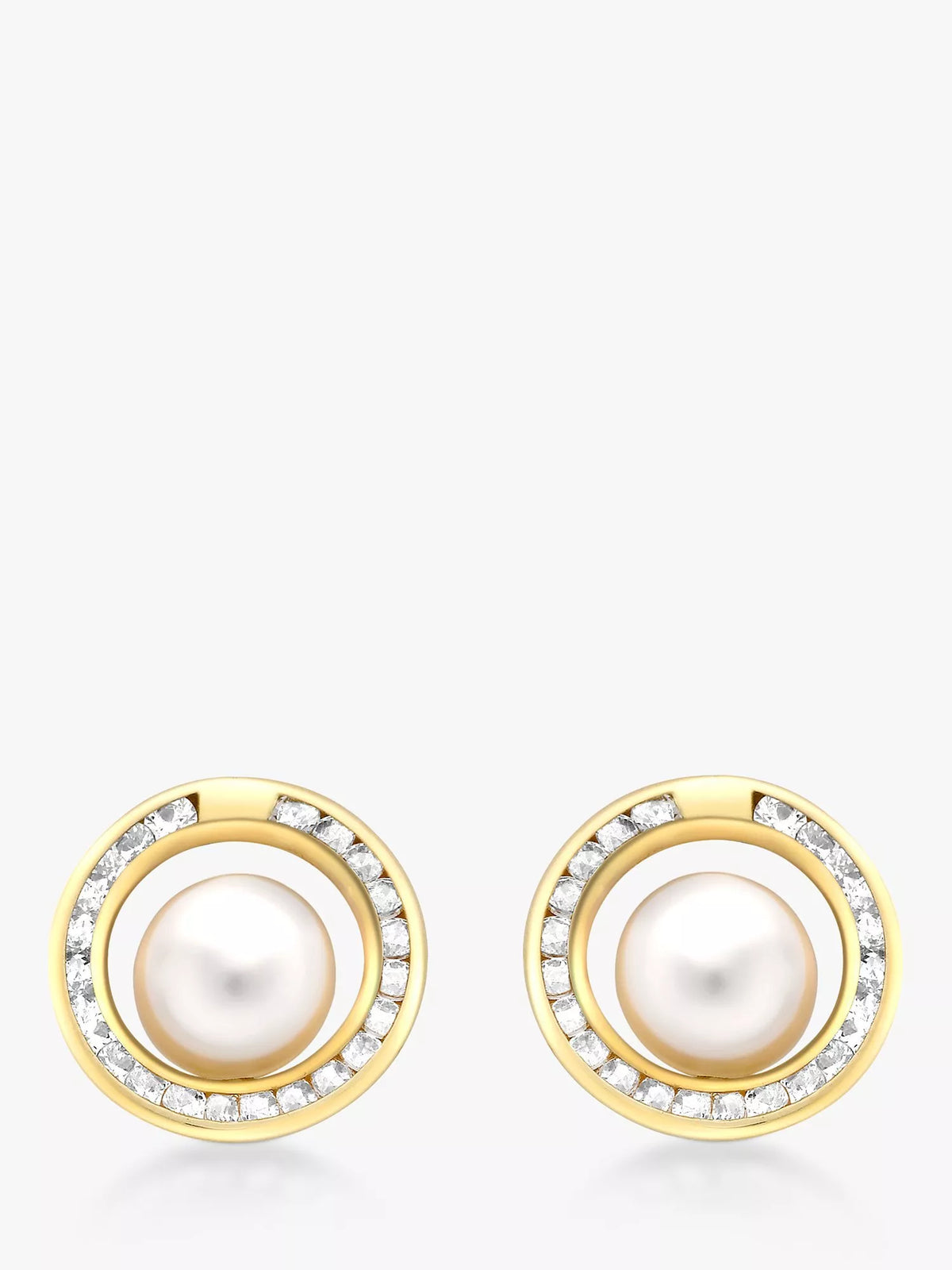 IBB 9ct gold pearl cubic zirconia stud earrings, imported from the UK