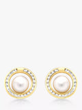 IBB 9ct gold pearl cubic zirconia stud earrings, imported from the UK