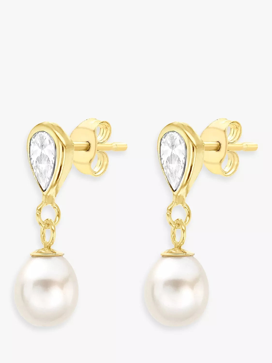 IBB teardrop freshwater pearl earrings 9ct gold, imported from the UK