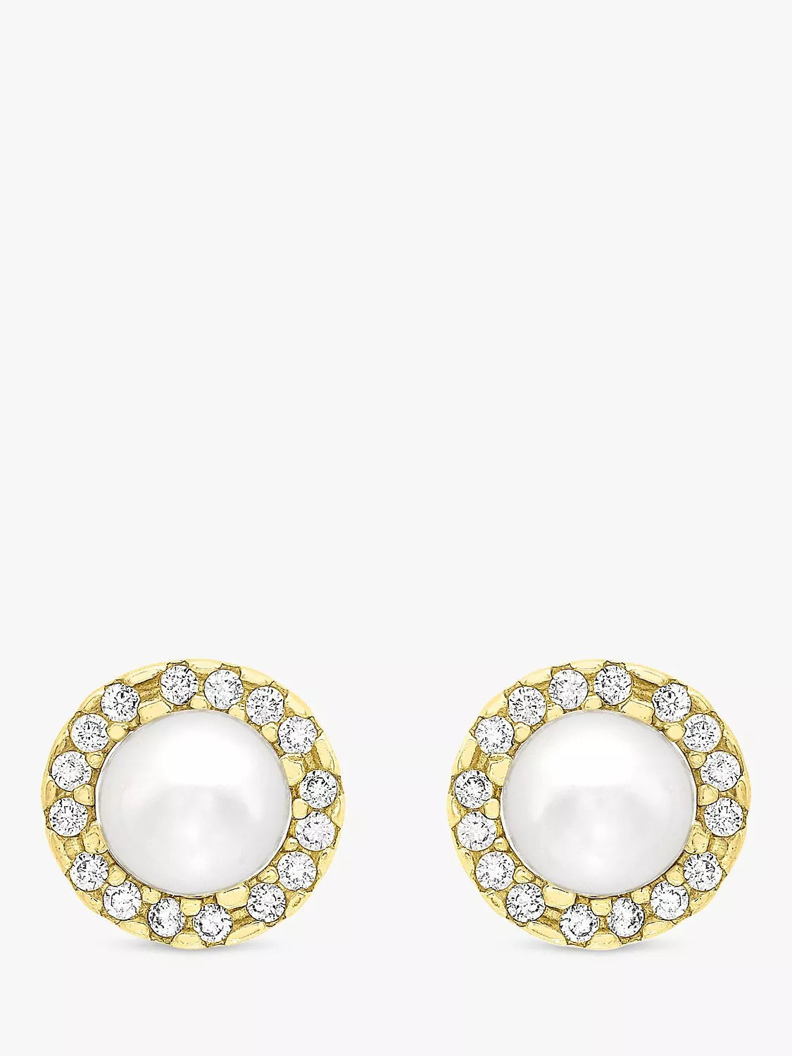 IBB 9ct gold pearl disc stud earrings, imported from the UK