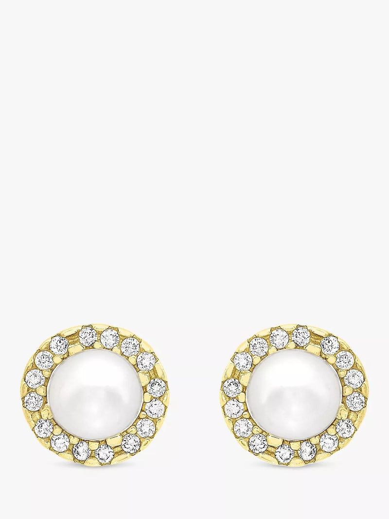 IBB 9ct gold pearl disc stud earrings, imported from the UK