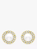 IBB 9ct gold pearl disc stud earrings, imported from the UK