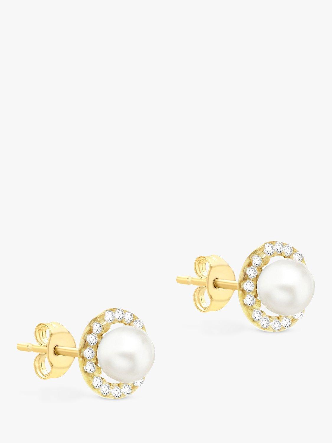 IBB 9ct gold pearl disc stud earrings, imported from the UK