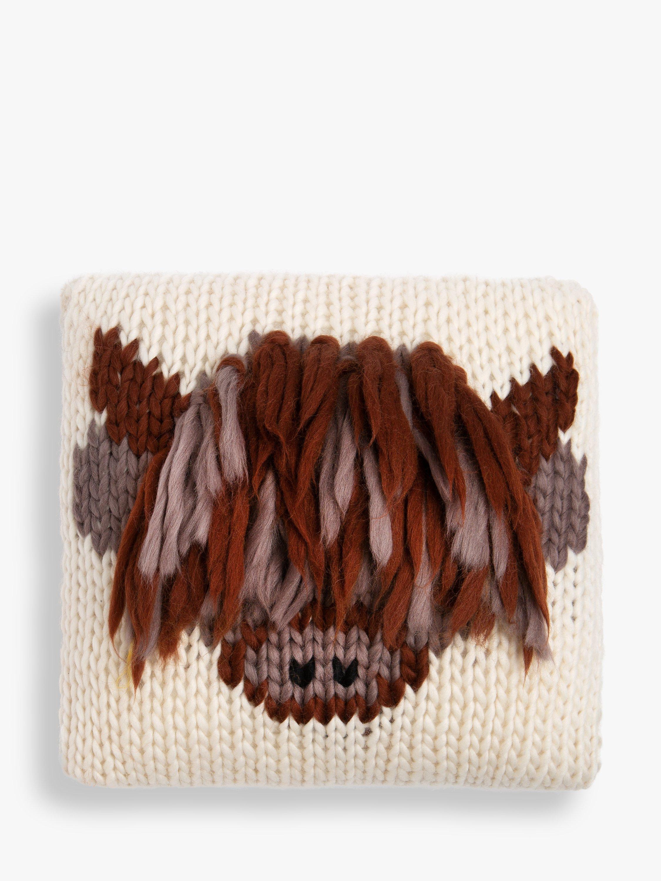 Wool Couture Highland cow cushion knitting kit, imported from the UK