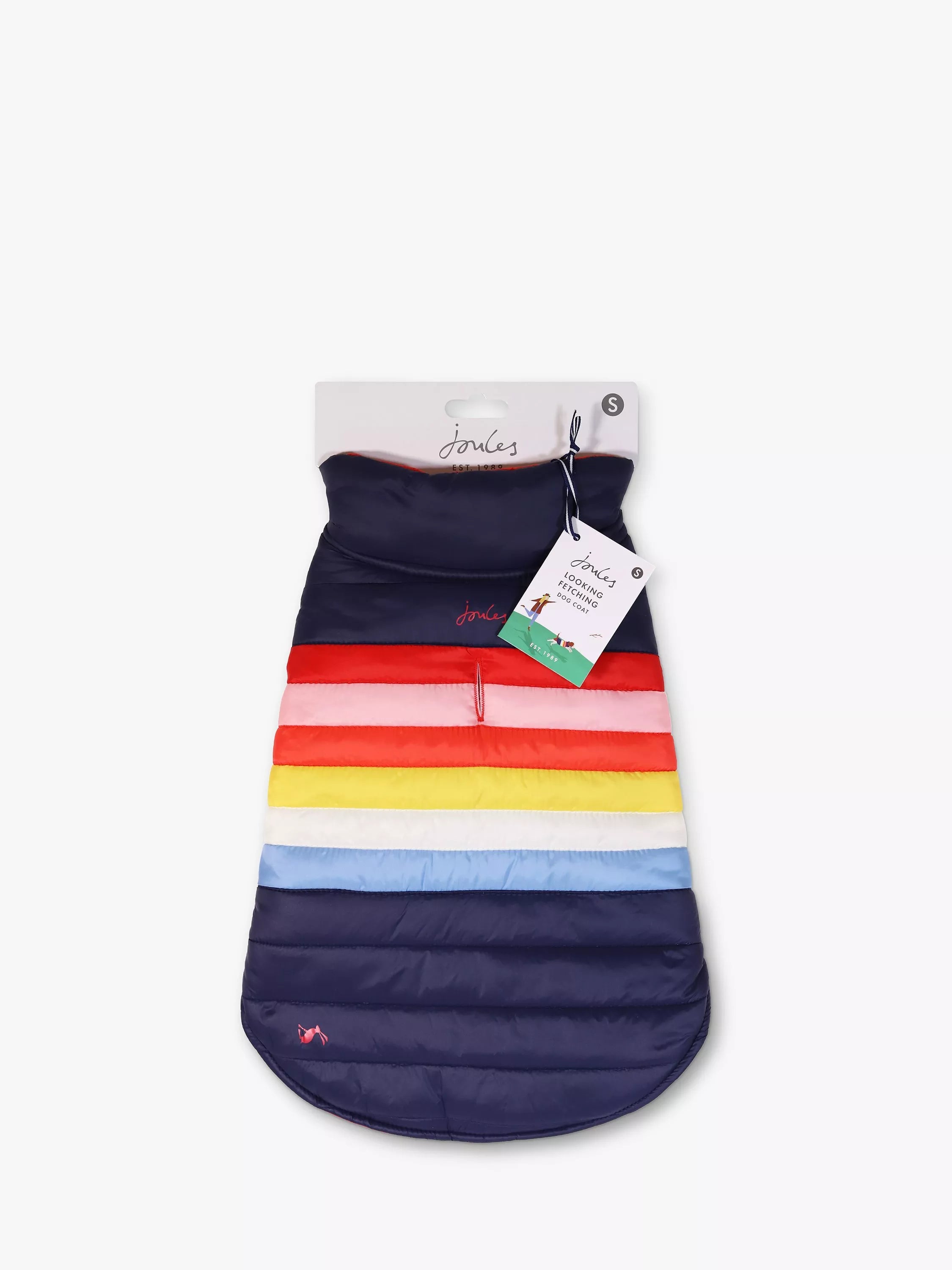 Joules dog coat rainbow stripe multi, UK version