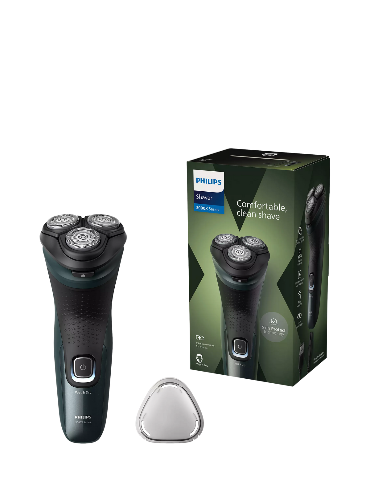 Philips wet & dry electric shaver with 27 PowerCut blades and pop-up trimmer, dark green forest, imported from the UK