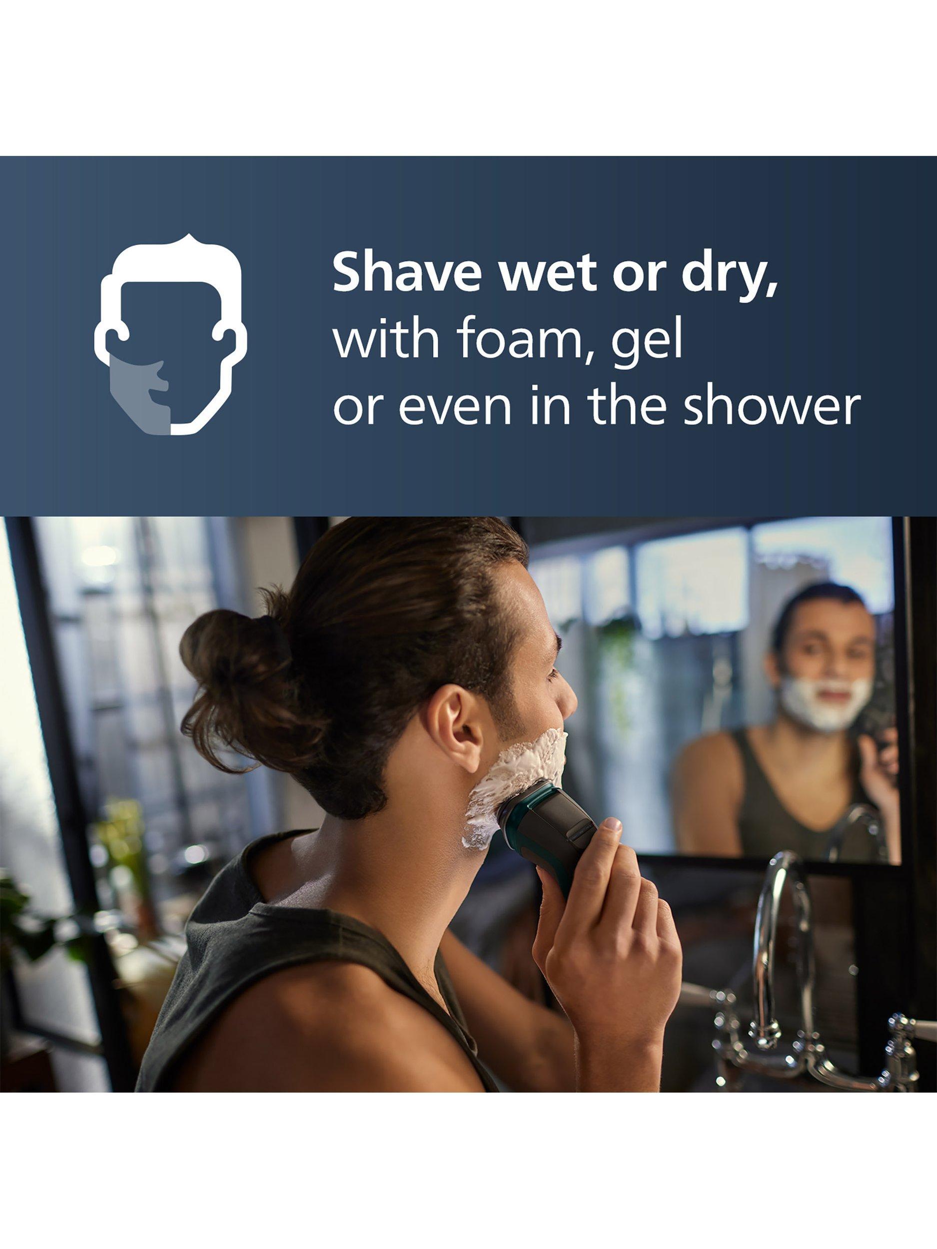 Philips wet & dry electric shaver with 27 PowerCut blades and pop-up trimmer, dark green forest, imported from the UK