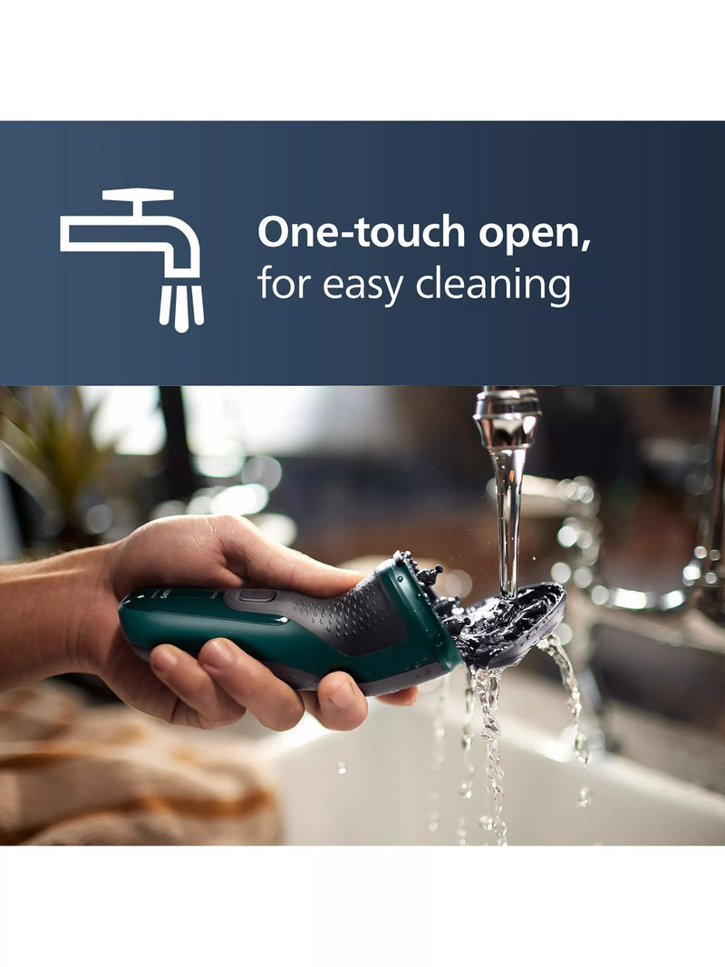 Philips wet & dry electric shaver with 27 PowerCut blades and pop-up trimmer, dark green forest, imported from the UK