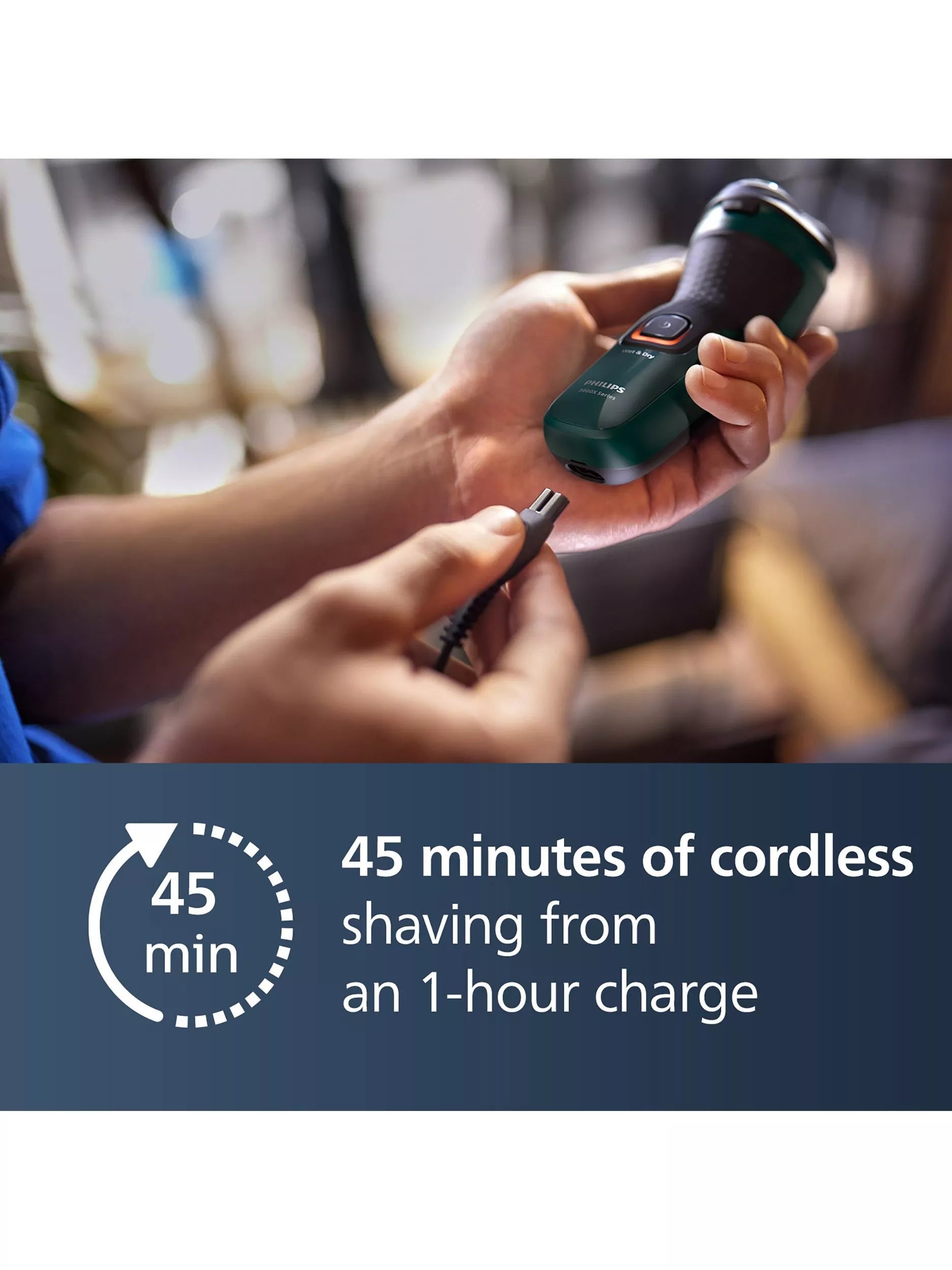 Philips wet & dry electric shaver with 27 PowerCut blades and pop-up trimmer, dark green forest, imported from the UK