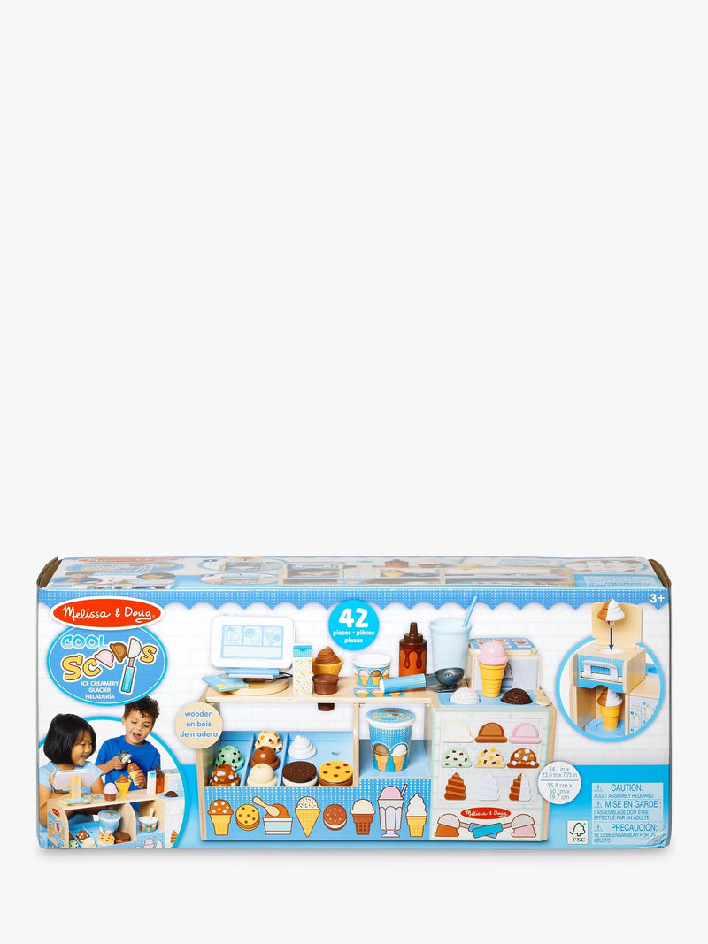 Melissa & Doug Cool Scoops Ice Creamery toy set, imported from the UK