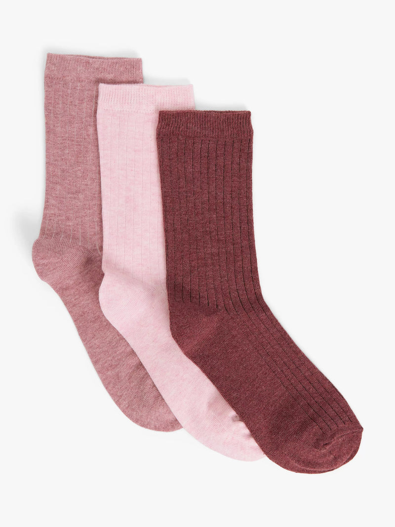 John Lewis Gerippte Socken aus Bio-Baumwollmischung, 3er-Pack