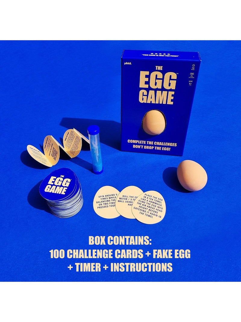 Pikkii egg game with fake egg and 100 challenges, imported from the UK
