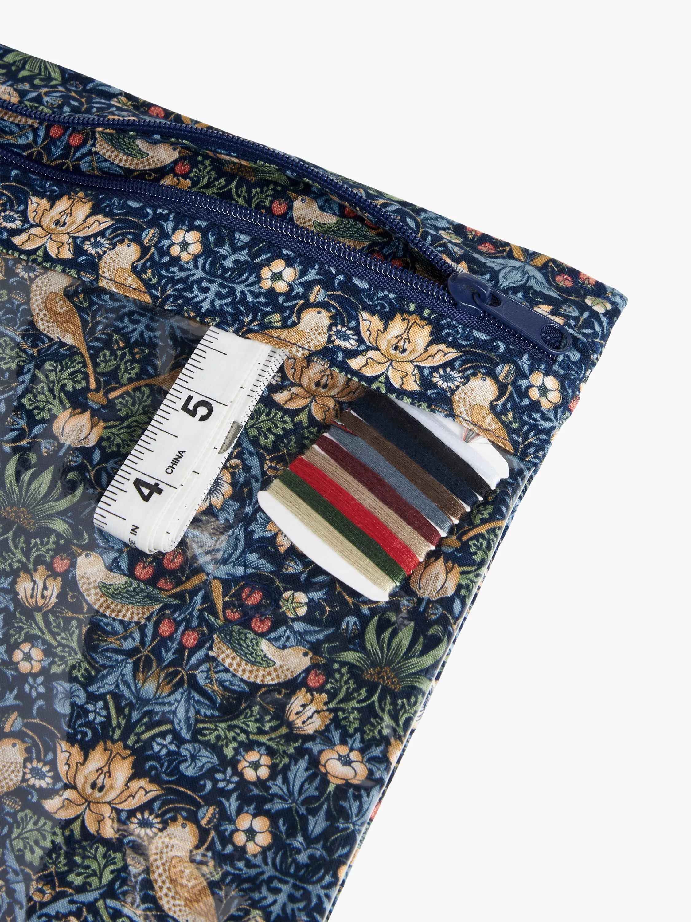 John Lewis Strawberry Thief craft storage pouch in navy, UK version