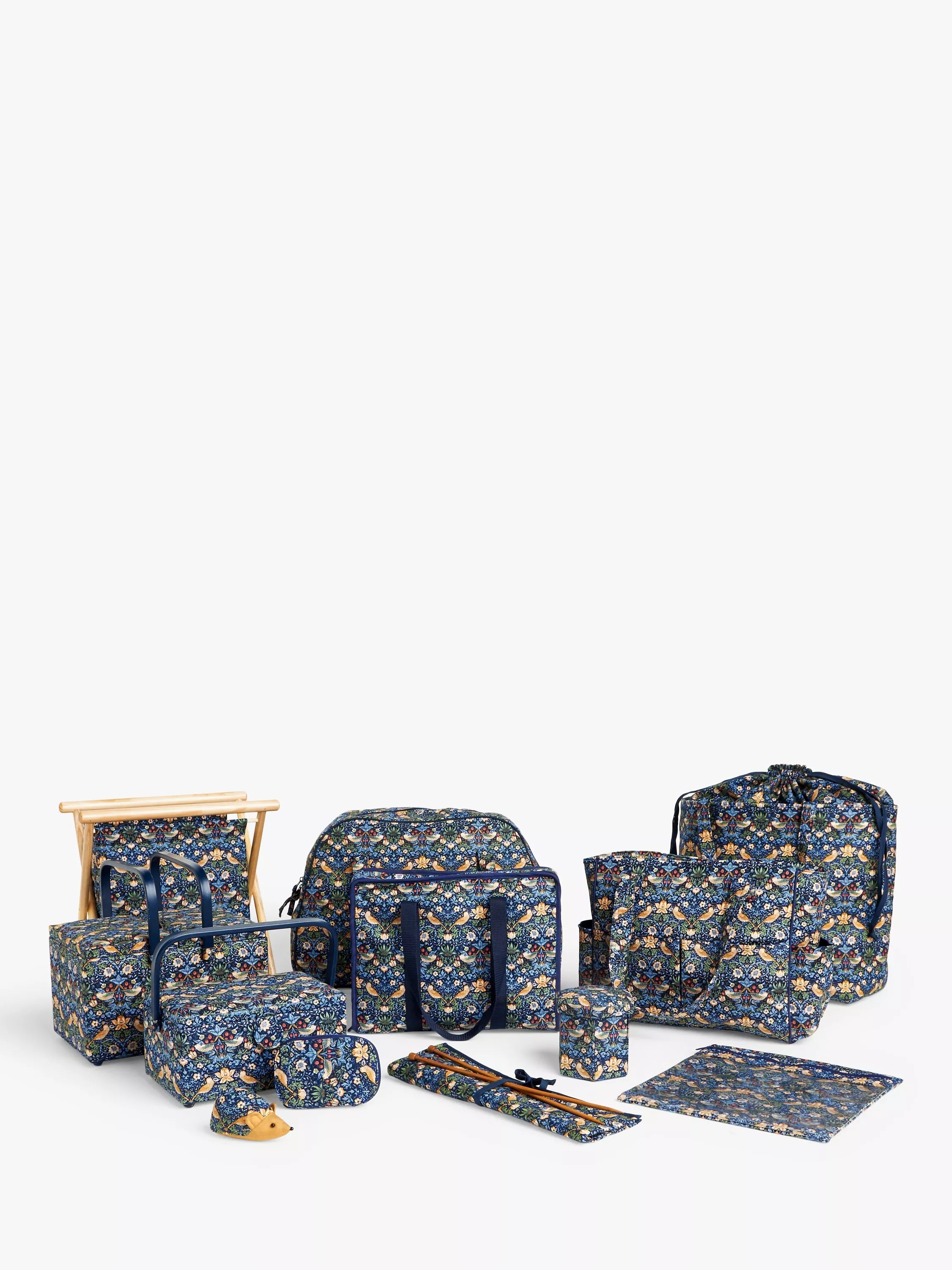 John Lewis Strawberry Thief craft storage pouch in navy, UK version