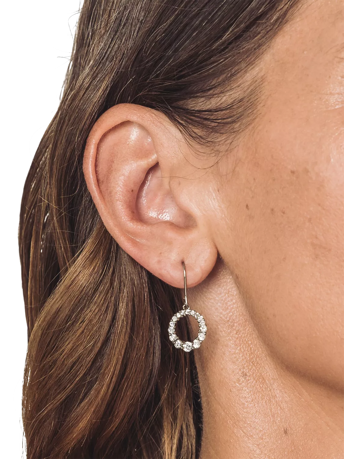 Eclectica pre-loved Circle of Life cubic zirconia drop earrings, imported from the UK