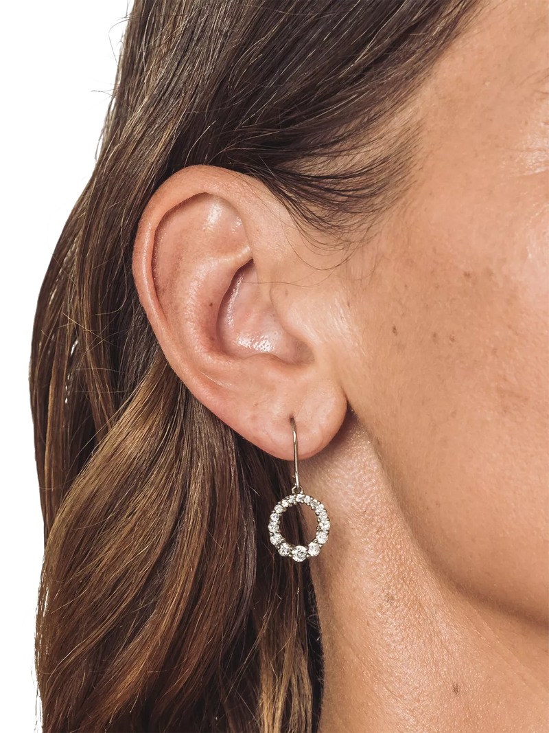 Eclectica pre-loved Circle of Life cubic zirconia drop earrings, imported from the UK