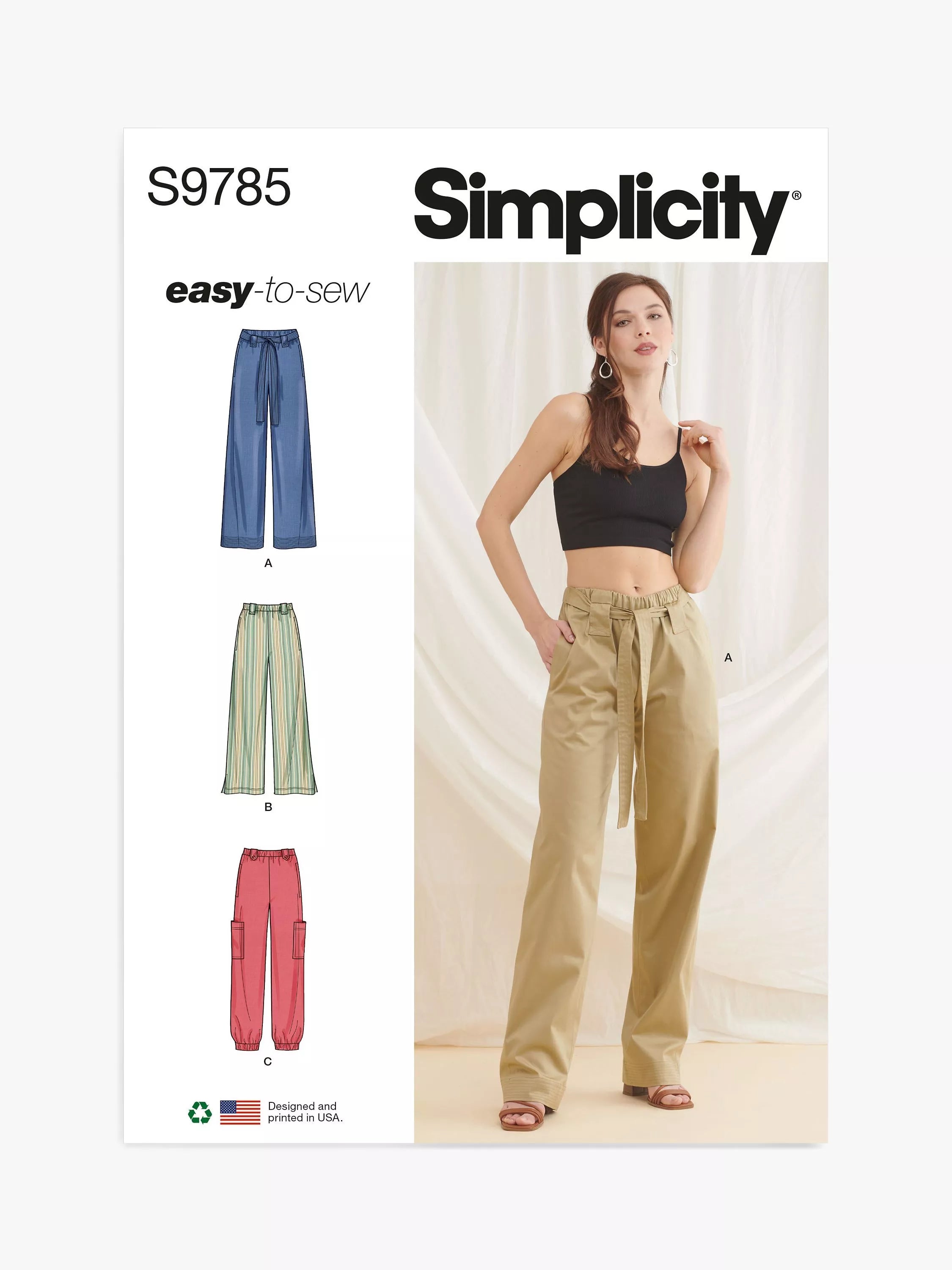 نمط خياطة Simplicity للسراويل النسائية بقصة مريحة - منتج بريطاني