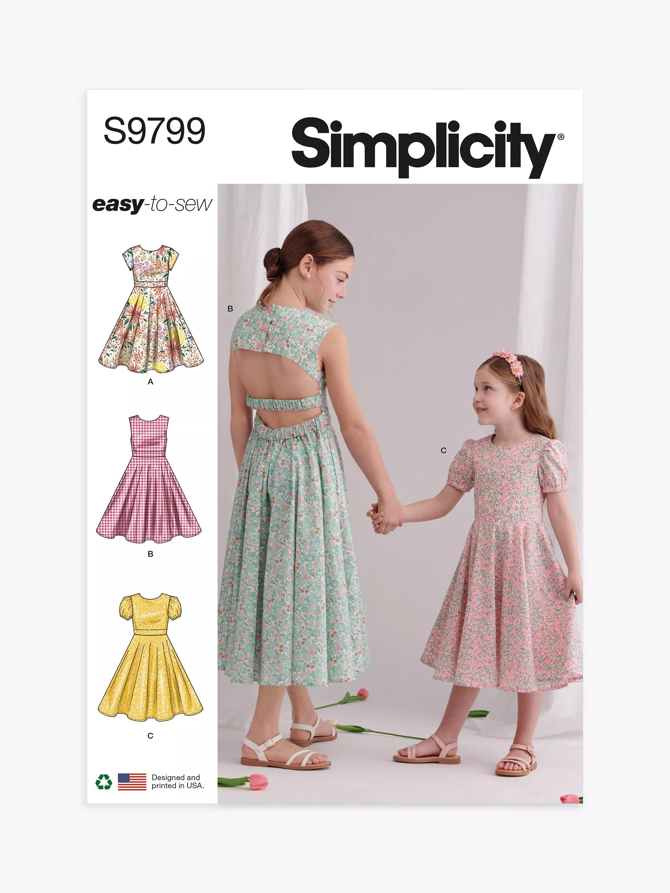 Simplicity S9799 Schnittmuster für Mädchen-Partykleider, importiert aus dem Vereinigten Königreich