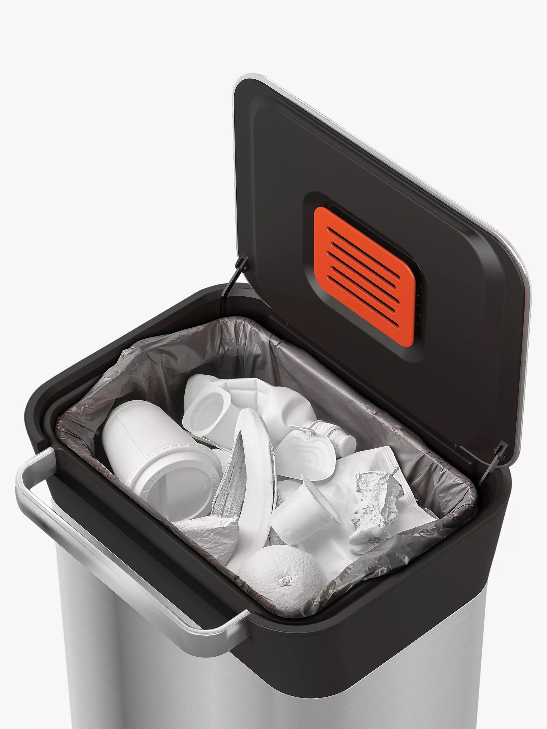 Joseph Joseph 30L trash compactor pedal bin with fingerprint-proof coating, UK version