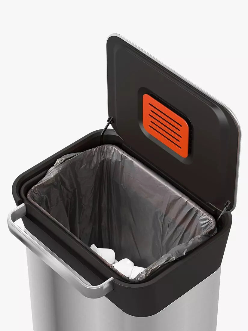 Joseph Joseph 30L trash compactor pedal bin with fingerprint-proof coating, UK version