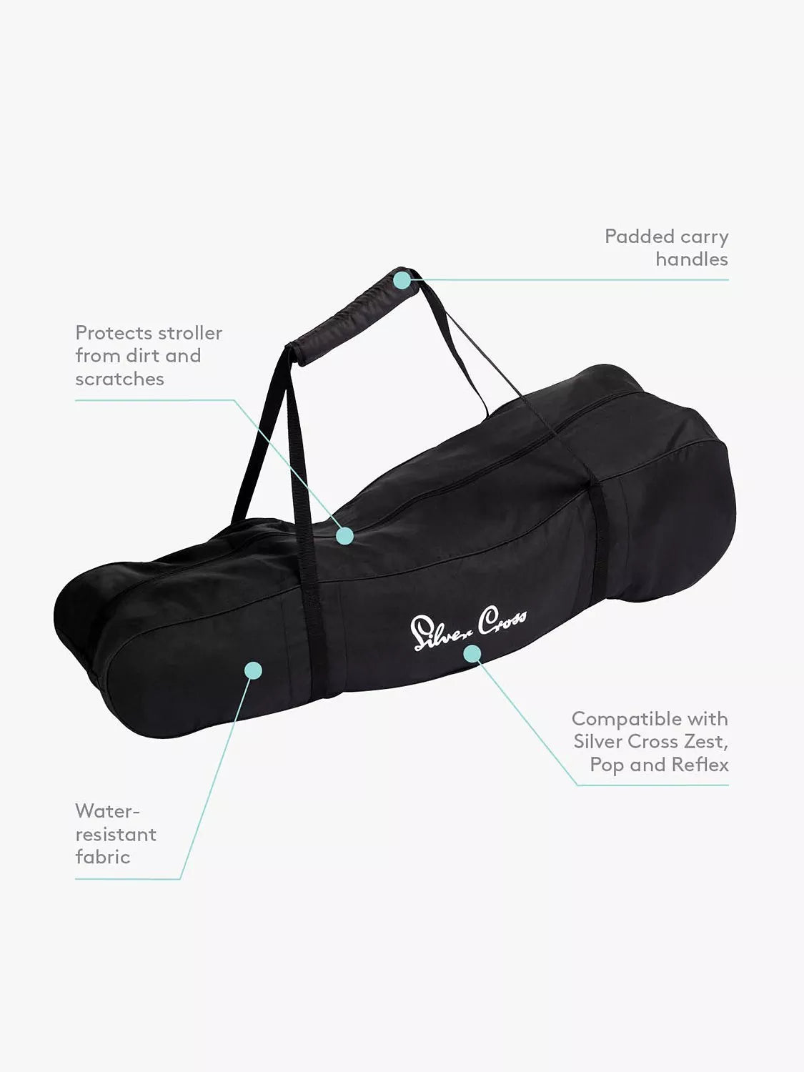 Silver Cross black stroller bag (British brand)